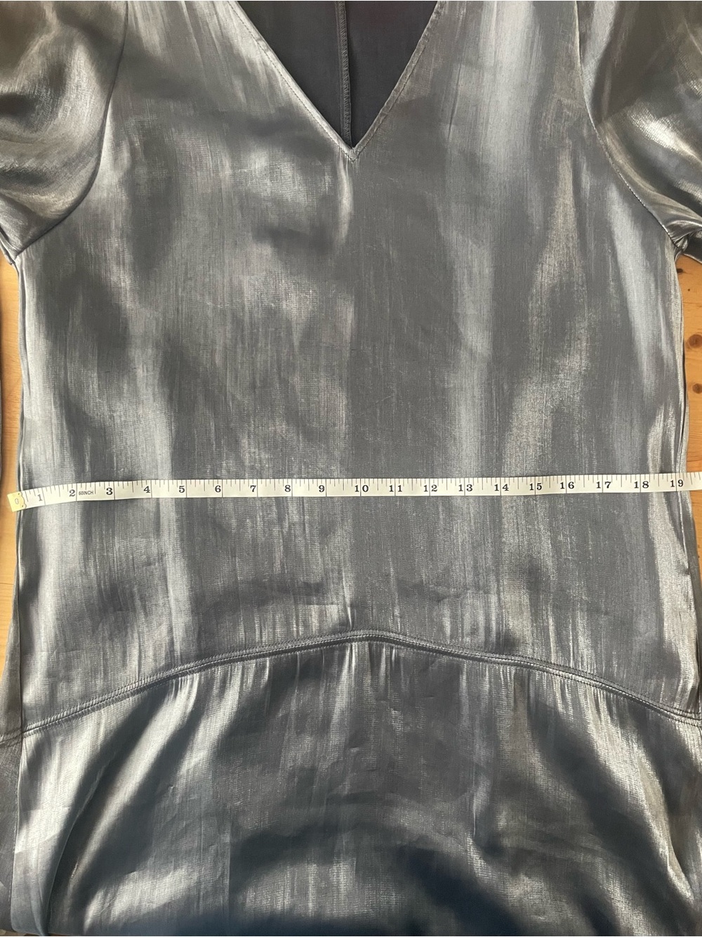 H&M Metallic Silver V-Neck Long Sleeve Dress - Picture 7 of 8